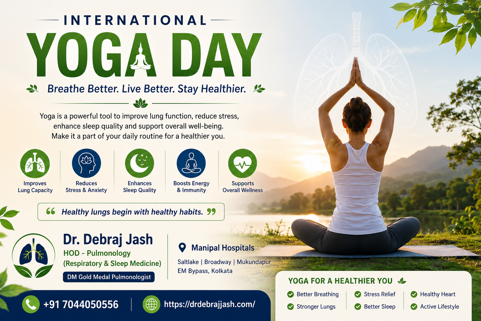 International Yoga Day 2026 – Yoga for Lung Health and Better Breathing by Dr. Debraj Jash, Best Pulmonologist in Kolkata